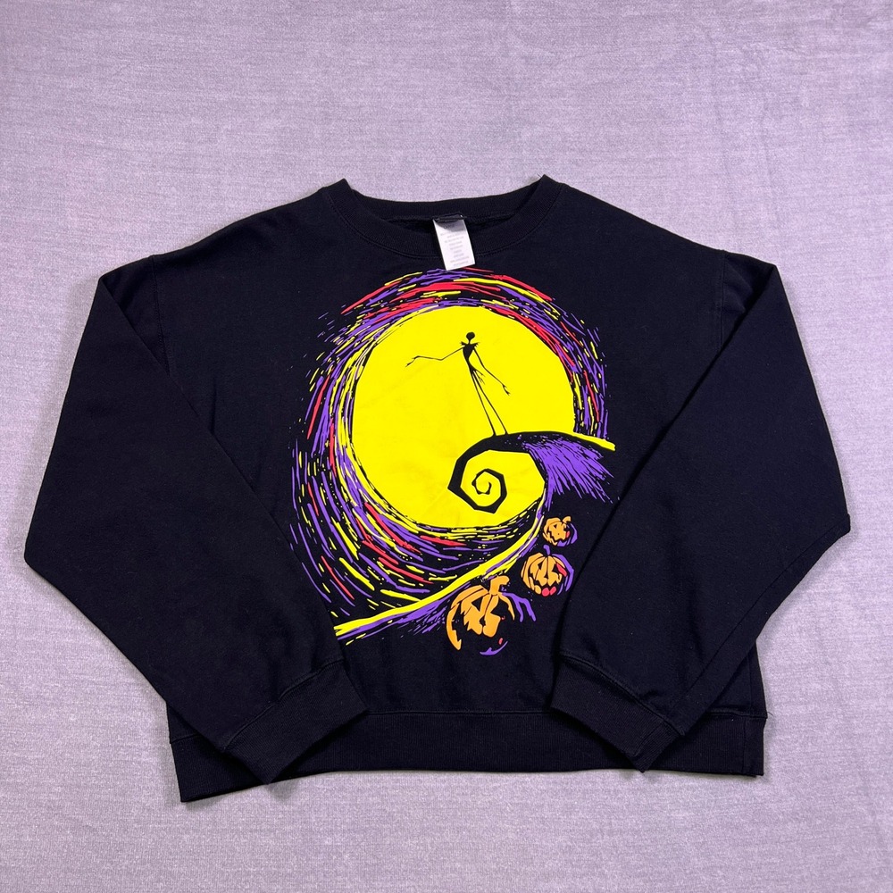 Disney Nightmare Before Christmas Jack‎ Skellington Sweatshirt Womens L Black